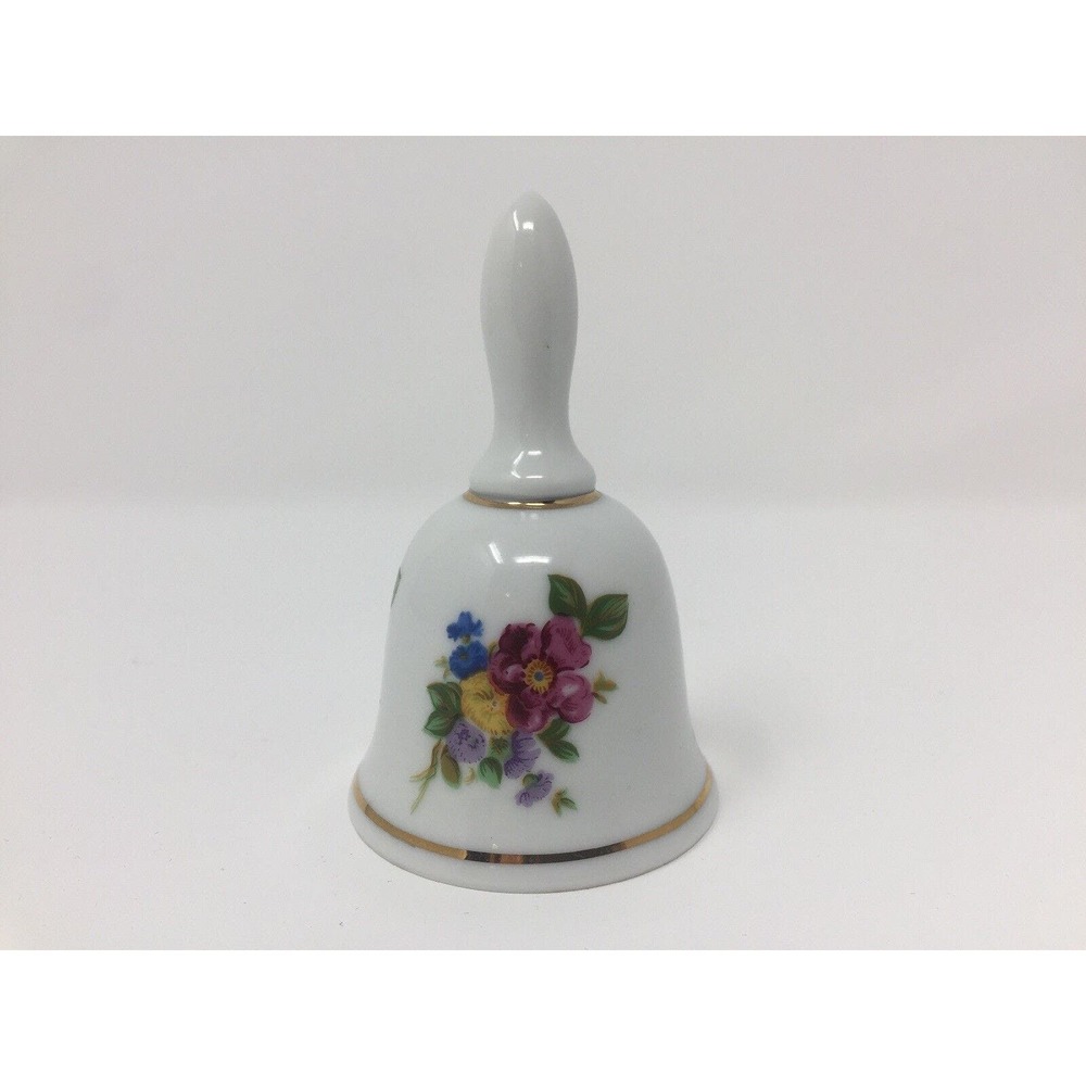 Reutter Porzellan Porcelain Bell White Floral Design Made in West Germany
